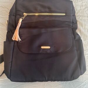 Elegant Black Backpack with Gold Accents